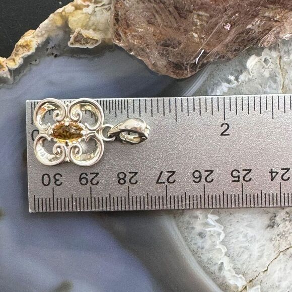 Carolyn Pollack Sterling Faceted Marquise Citrine Enhancer  Carolyn Pollack Sterling Faceted Marquise Citrine Enhancer Pendant For Women